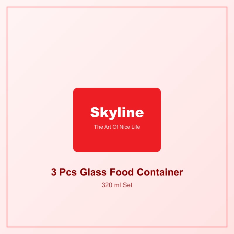 Skyline FC-03 - 3 Pcs x 320 ml Glass Food Container Set
