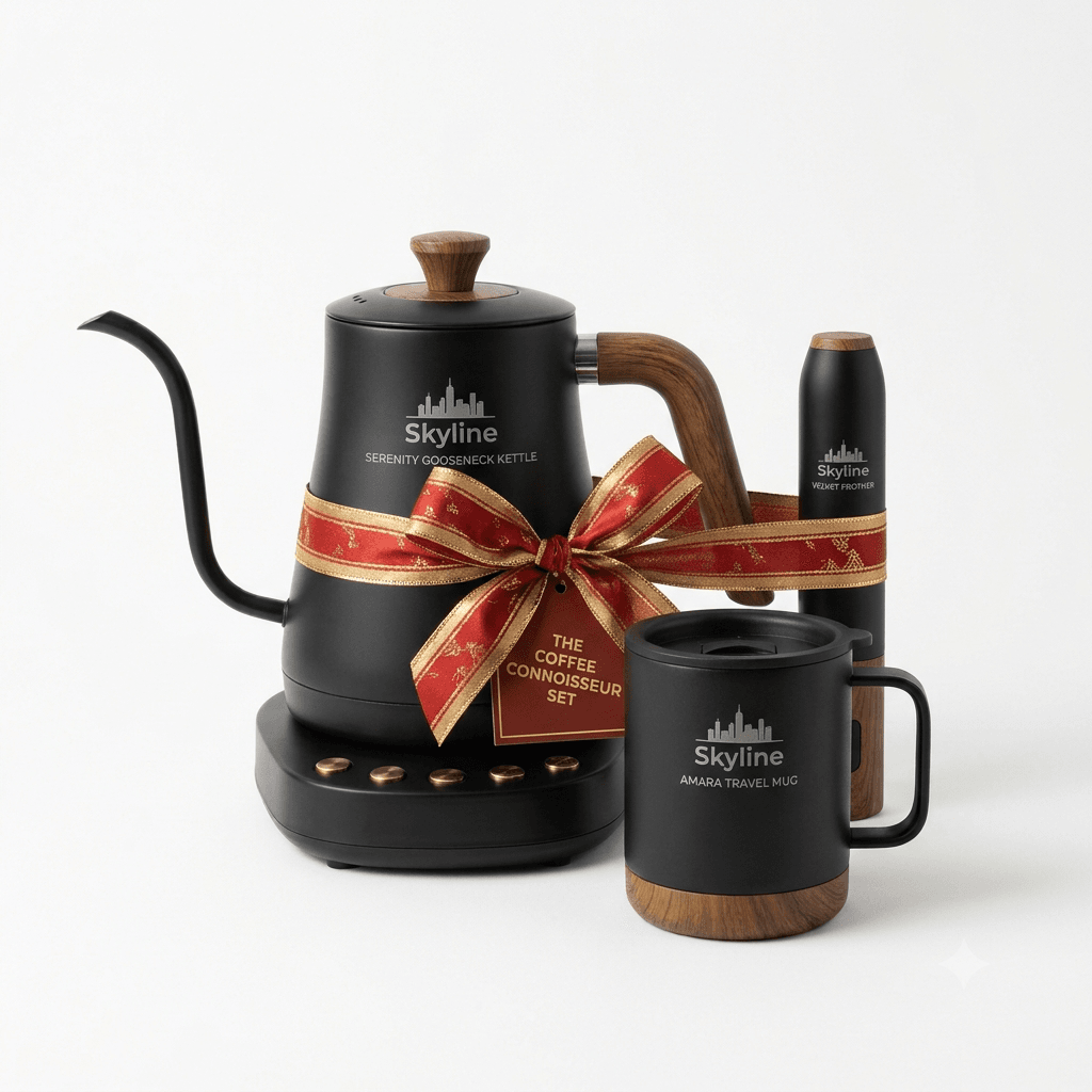 Skyline Coffee Set - Electric Kettle, Wireless Milk Frother & Coffee Sipper Combo