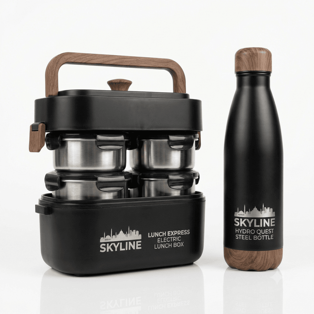 Skyline Lunch Set - Electric Lunch Box & Steel Bottle Combo