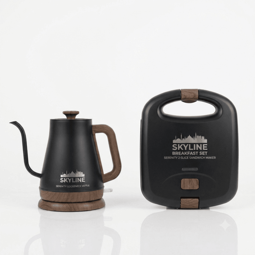 Skyline Breakfast Set - Electric Kettle & Sandwich Maker Combo