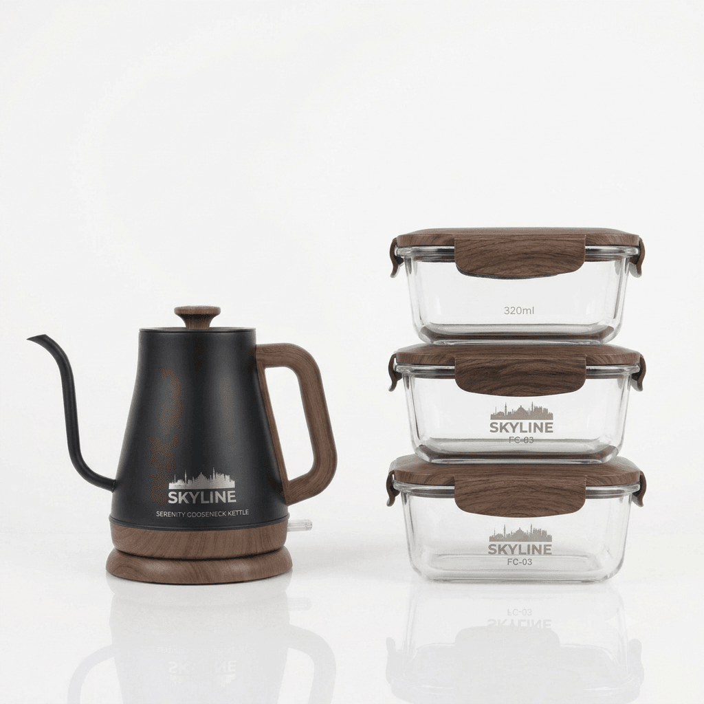 Skyline FC-03 - 3 Pcs x 320 ml Glass Food Container Set