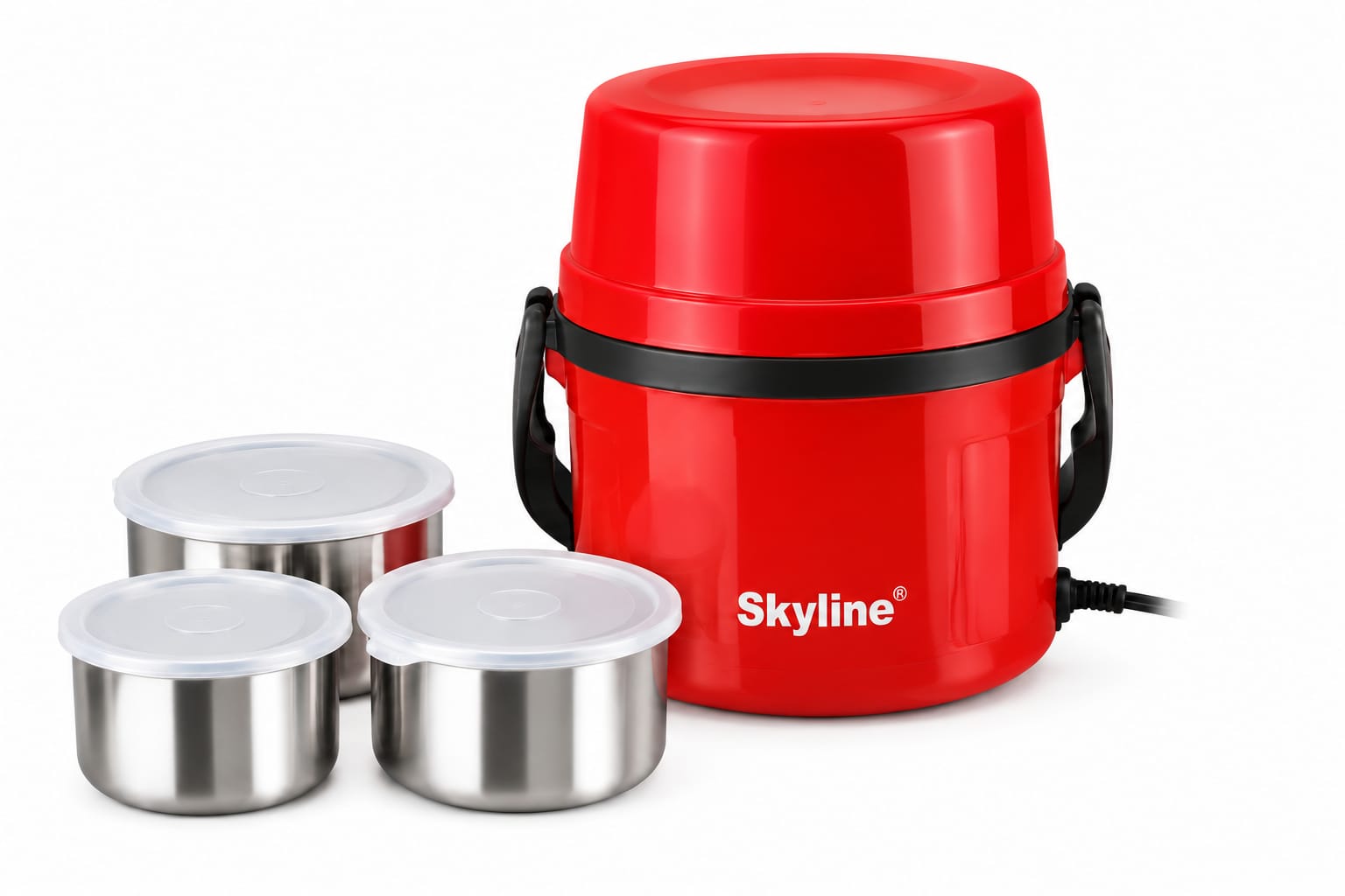 Skyline VTL-2777 Electric Lunch Box with 3 Stainless Steel Containers