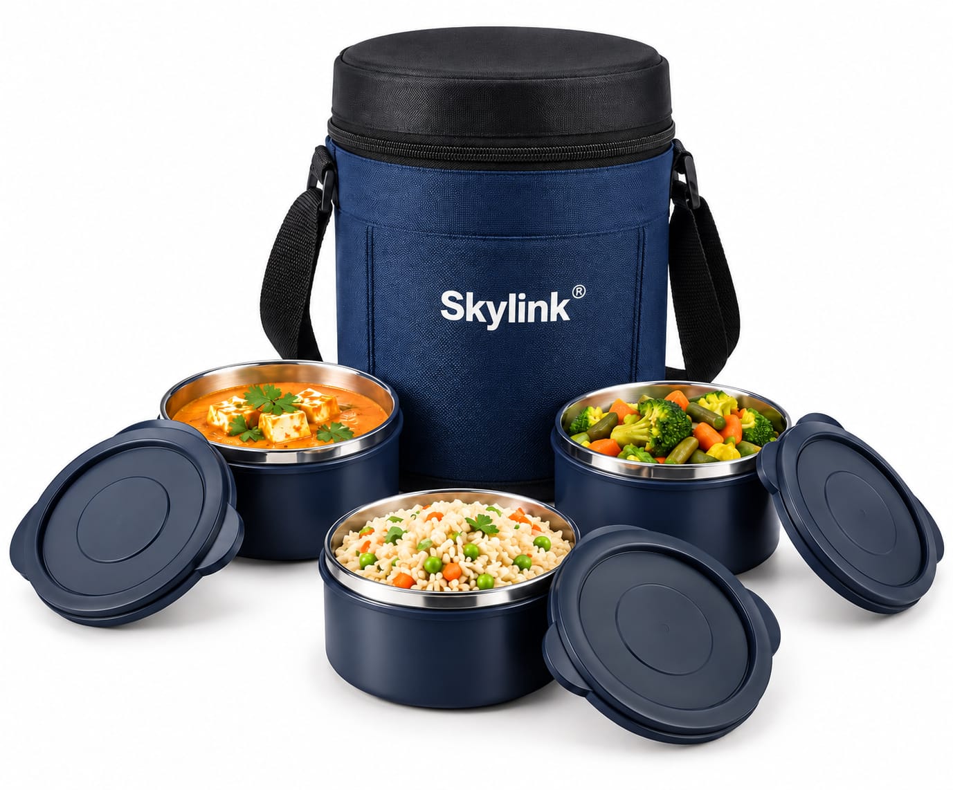 Skyline Corporate Set - Lunch Box with 3 Steel Container & Insulated Bag