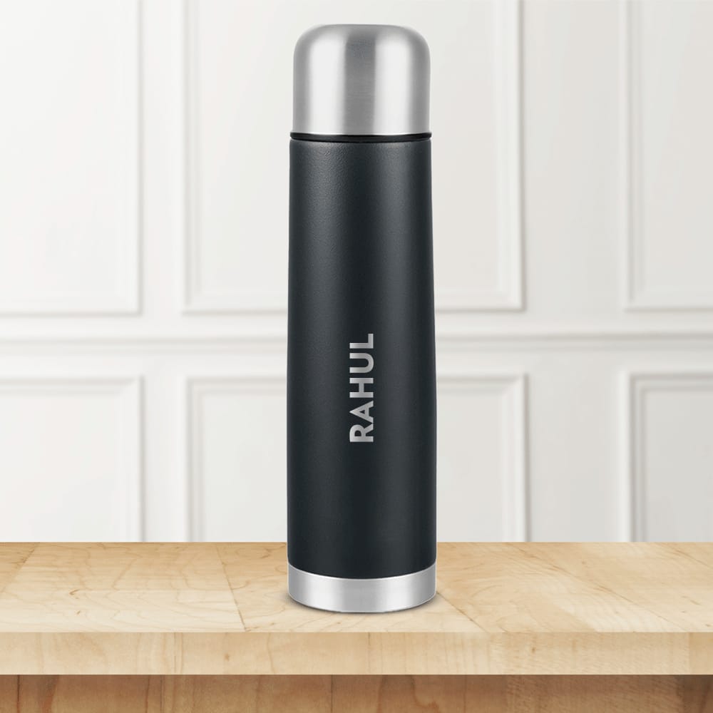 Personalised Thermo Vacuum Insulated Bottle, Matte Black