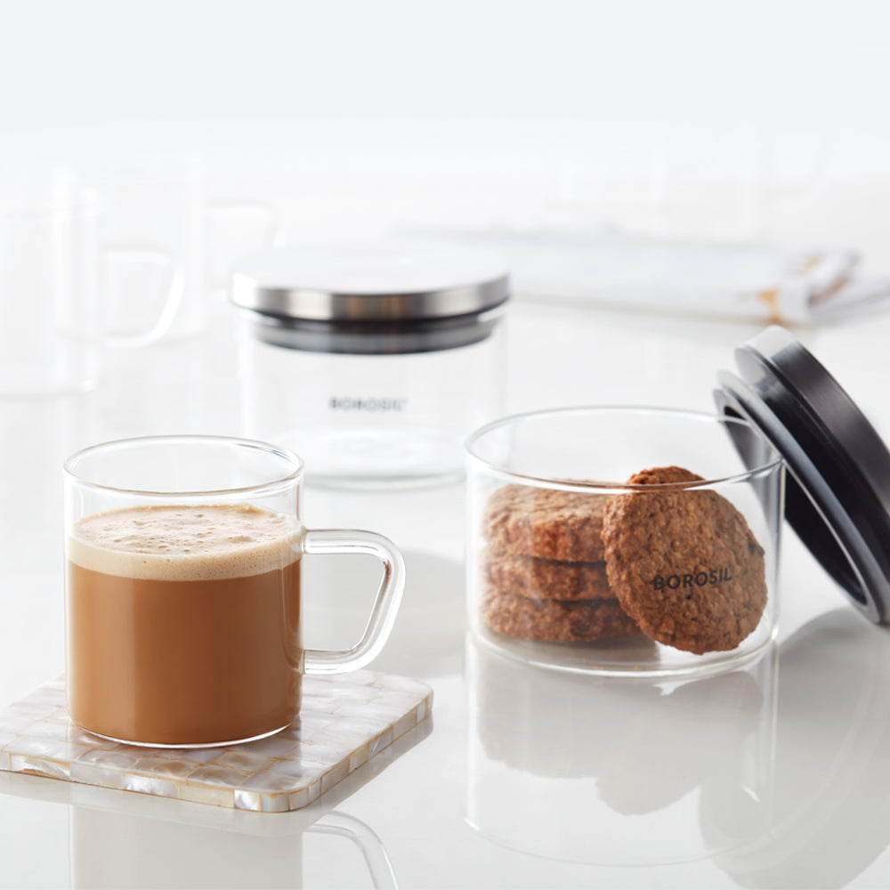 Classic Glass Jar Set of 2 with SS Lid + Classic Mug Set